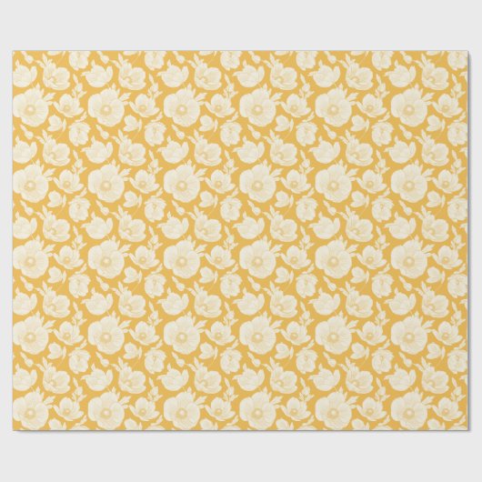 Golden Flower Pattern Cadeaupapier (Vlak)