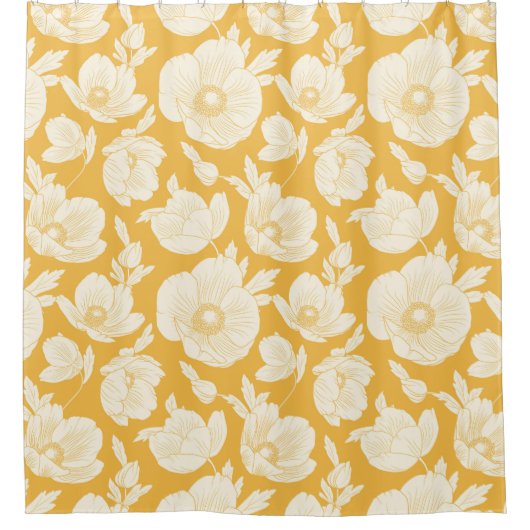 Golden Flower Pattern Douchegordijn (Voorkant)