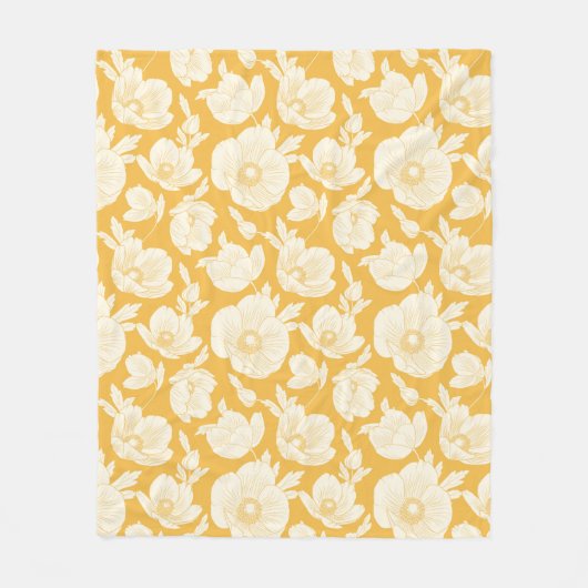 Golden Flower Pattern Fleece Deken (Voorkant)