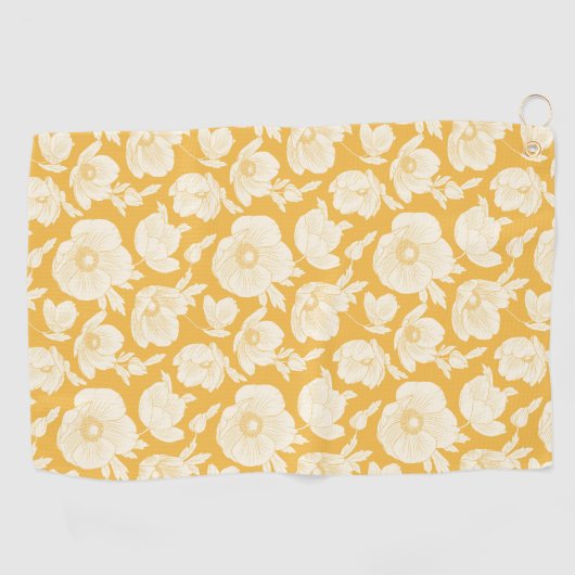 Golden Flower Pattern Golfhanddoek (Horizontaal)