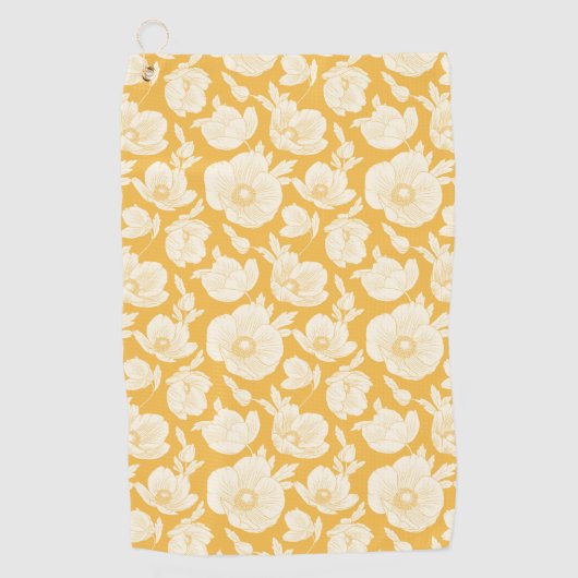 Golden Flower Pattern Golfhanddoek (Voorkant)