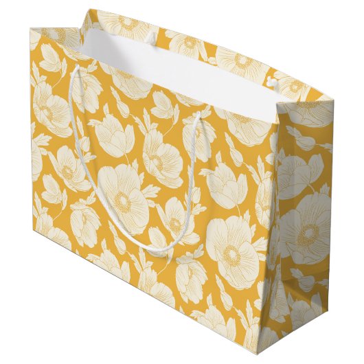 Golden Flower Pattern Groot Cadeauzakje (Achterkant Gekanteld)
