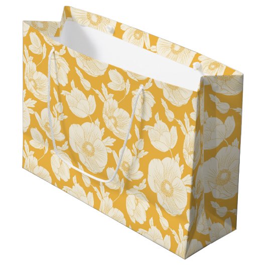 Golden Flower Pattern Groot Cadeauzakje (Voorkant Gekanteld)