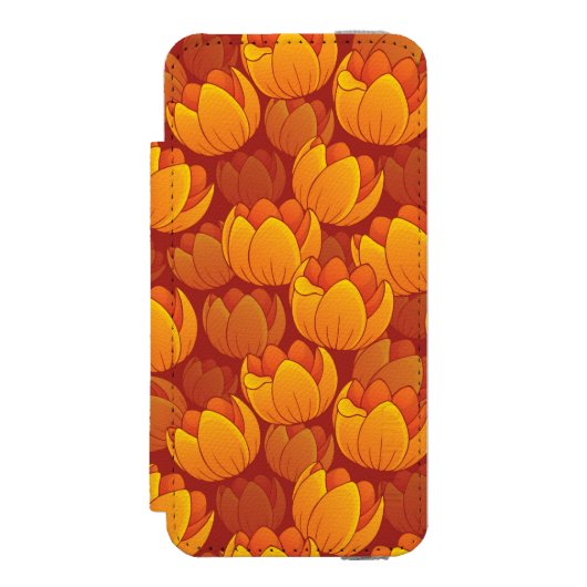 Golden Flower Pattern Incipio iPhone Portemonnee Hoesje (Voorkant Agenda)