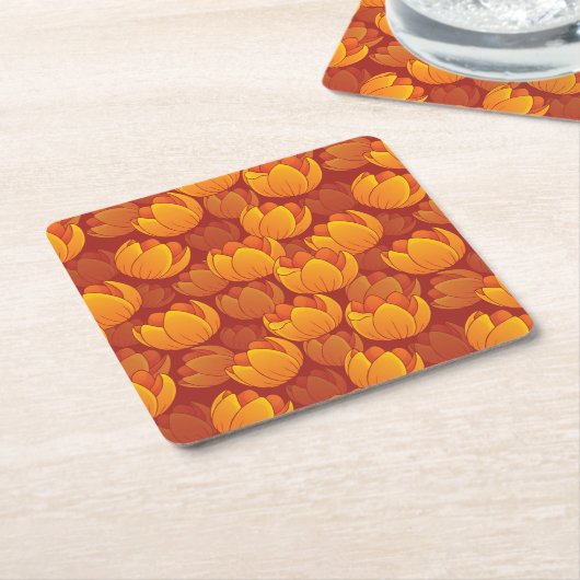 Golden Flower Pattern Kartonnen Onderzetters (Schuin)