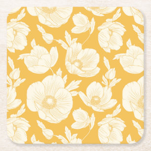Golden Flower Pattern Kartonnen Onderzetters