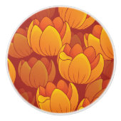 Golden Flower Pattern Keramische Knop (Voorkant)