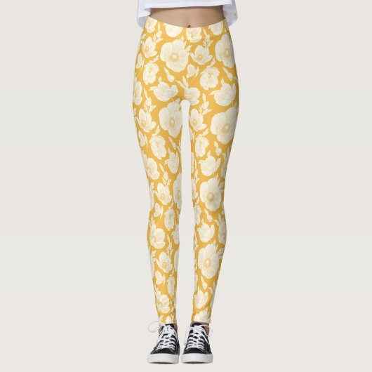 Golden Flower Pattern Leggings (Voorkant)