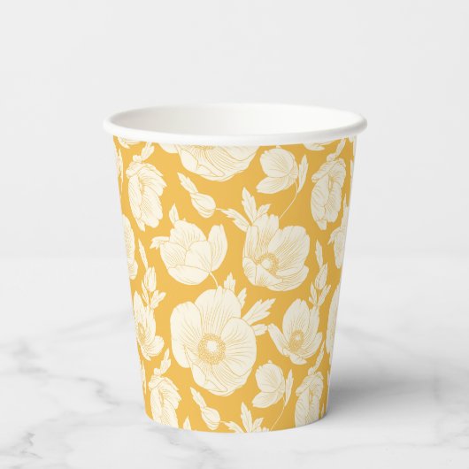 Golden Flower Pattern Papieren Bekers (Achterkant)