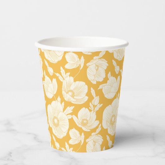 Golden Flower Pattern Papieren Bekers (Voorkant)