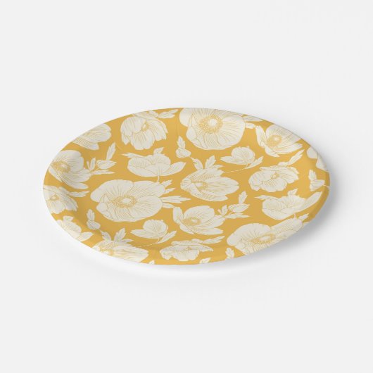 Golden Flower Pattern Papieren Bordje (Gekanteld)