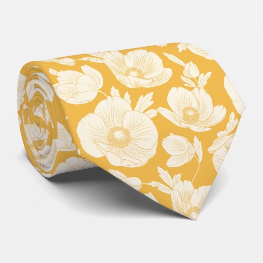 Golden Flower Pattern Stropdas (Opgerold)