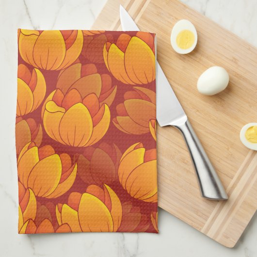 Golden Flower Pattern Theedoek (Quarter Fold)