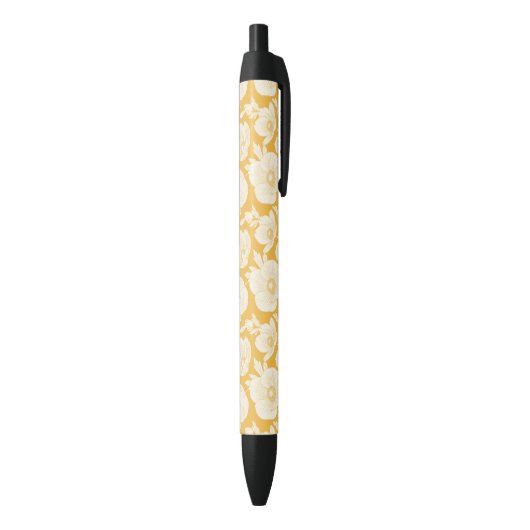 Golden Flower Pattern Zwarte Inkt Pen (Achterkant (Verticaal))