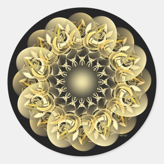 Golden Flower Ronde Sticker (Voorkant)