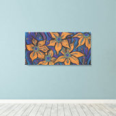 Golden Flowers, abstracte bloemen, paars sinaasapp Canvas Afdruk (Insitu (Houten vloer))