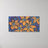 Golden Flowers, abstracte bloemen, paars sinaasapp Canvas Afdruk (Voorkant)