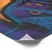 Golden Flowers, abstracte bloemen, paars sinaasapp Poster (Hoek)