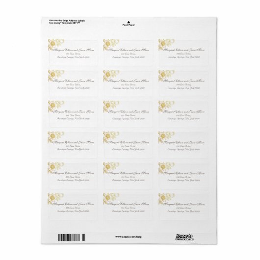 Golden Flowers Address Label (Full Sheet)