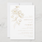 Golden Flowers Classic Modern Wedding Kaart (Voorkant)