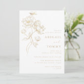 Golden Flowers Classic Modern Wedding Kaart (Staand voorkant)