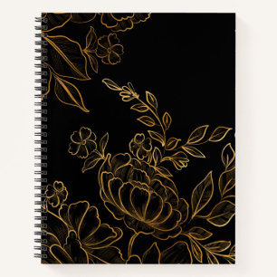 Golden Flowers Dark notitieboek