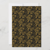 Golden Flowers  Eleganse Monogram Bruiloft Kaart (Achterkant)