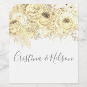 Golden Flowers Elegant Modern Wedding Wijn Etiket (Enkel label)