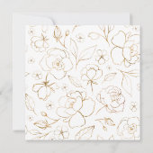 Golden Flowers Elegant Modern White Wedding Invita Kaart (Achterkant)