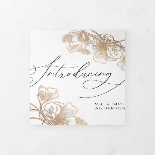 Golden Flowers Elopement Photo Gallery Drieluik Uitnodiging (Cover)