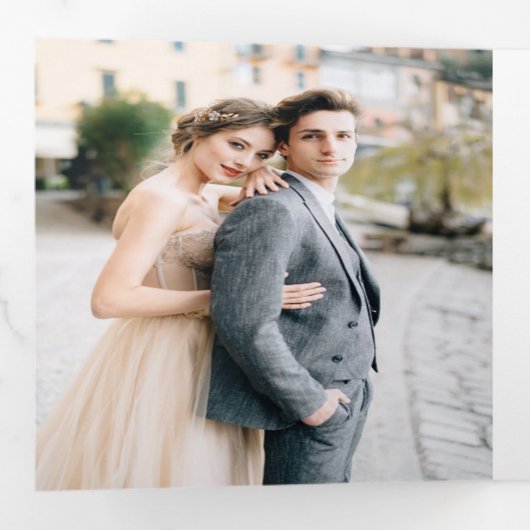 Golden Flowers Elopement Photo Gallery Drieluik Uitnodiging (Binnenzijde eerst)