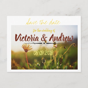 Golden Flowers Field Boerderij Save the Date Brief Aankondigingskaart