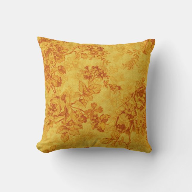 Golden Flowers gooien Pillow Kussen (Voorkant)