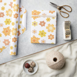 Golden Flowers Herfst Thanksgiving Naadloos Cadeaupapier
