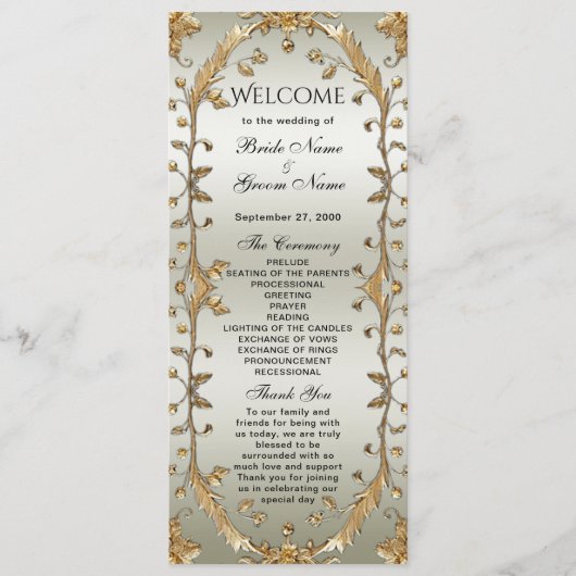 Golden  Flowers huwelijksprogramma Programmakaart (Voorkant)