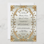 Golden  Flowers huwelijksuitnodiging Kaart (Voorkant)