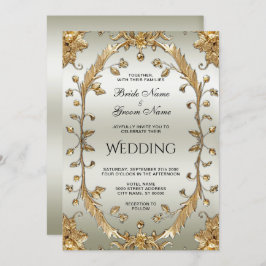 Golden Flowers huwelijksuitnodiging Kaart