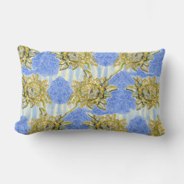 Golden Flowers met Stripes van Alexandra Cook Kussen