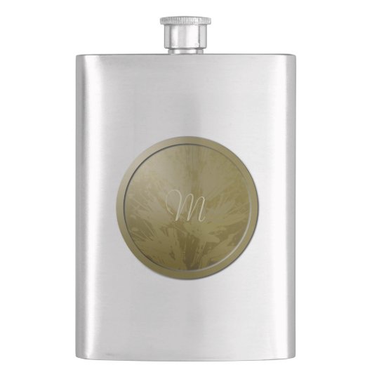 Golden Flowers Monogram Flask Heupfles (Voorkant)