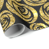 Golden Flowers on Black Background Cadeaupapier (Rol Hoek)