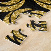 Golden Flowers on Black Background Legpuzzel (Zijkant)