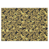 Golden Flowers on Black Background Tafelkleed (Voorkant (Horizontaal))