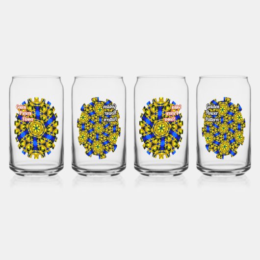  Golden Flowers Pattern Blikvorm Glas (Voorkant)