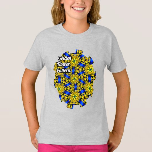  Golden Flowers Pattern T-shirt (Voorkant)