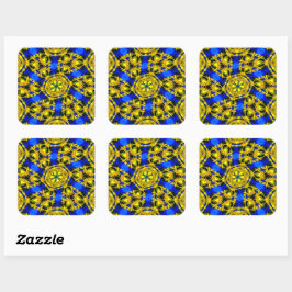 Golden Flowers Pattern Vierkante Sticker