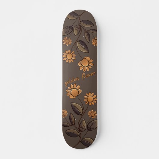 Golden Flowers Persoonlijk Skateboard (Voorkant)