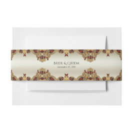 Golden Flowers Red Edelsteen Invitation Belly Band Uitnodigingen Wikkel