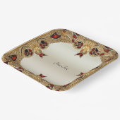 Golden Flowers Red Edelsteen Papier Bord (Gebogen)