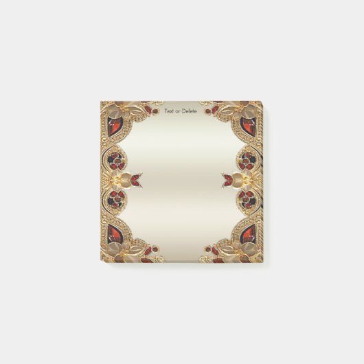 Golden Flowers Red Edelsteen Post it Notes (Voorkant)