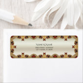 Golden Flowers Red Edelsteen Retour Adres Label (Insitu)